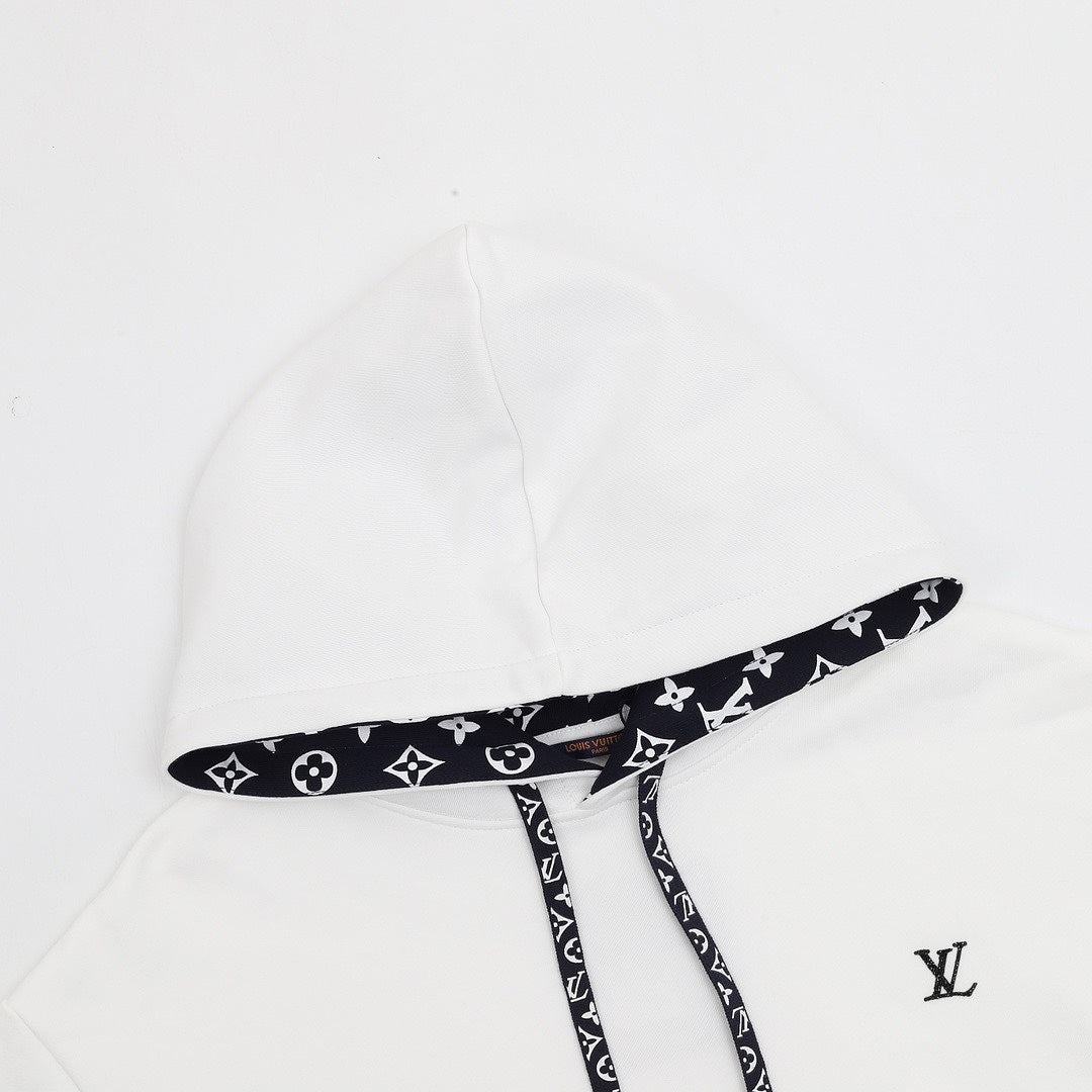 Louis Vuitton White Monogram-Trim Hoodie