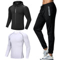 New Men's Fitness Apparel Quick-Drying Long-Sleeved Pants Tight-Fitting Elastic Sports Suit Three-Piece Set