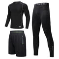 New Men's Fitness Apparel Quick-Drying Long-Sleeved Pants Tight-Fitting Elastic Sports Suit Three-Piece Set