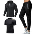 New Men's Fitness Apparel Quick-Drying Long-Sleeved Pants Tight-Fitting Elastic Sports Suit Three-Piece Set