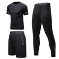 New Men's Fitness Apparel Quick-Drying Long-Sleeved Pants Tight-Fitting Elastic Sports Suit Three-Piece Set