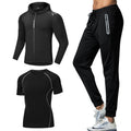 New Men's Fitness Apparel Quick-Drying Long-Sleeved Pants Tight-Fitting Elastic Sports Suit Three-Piece Set