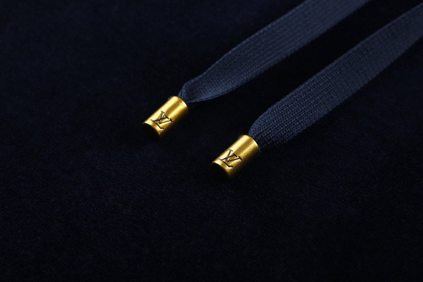 LOUIS VUITTON Navy Velour Tracksuit Set — Bomber Jacket & Jogger Pants with Leather Patch