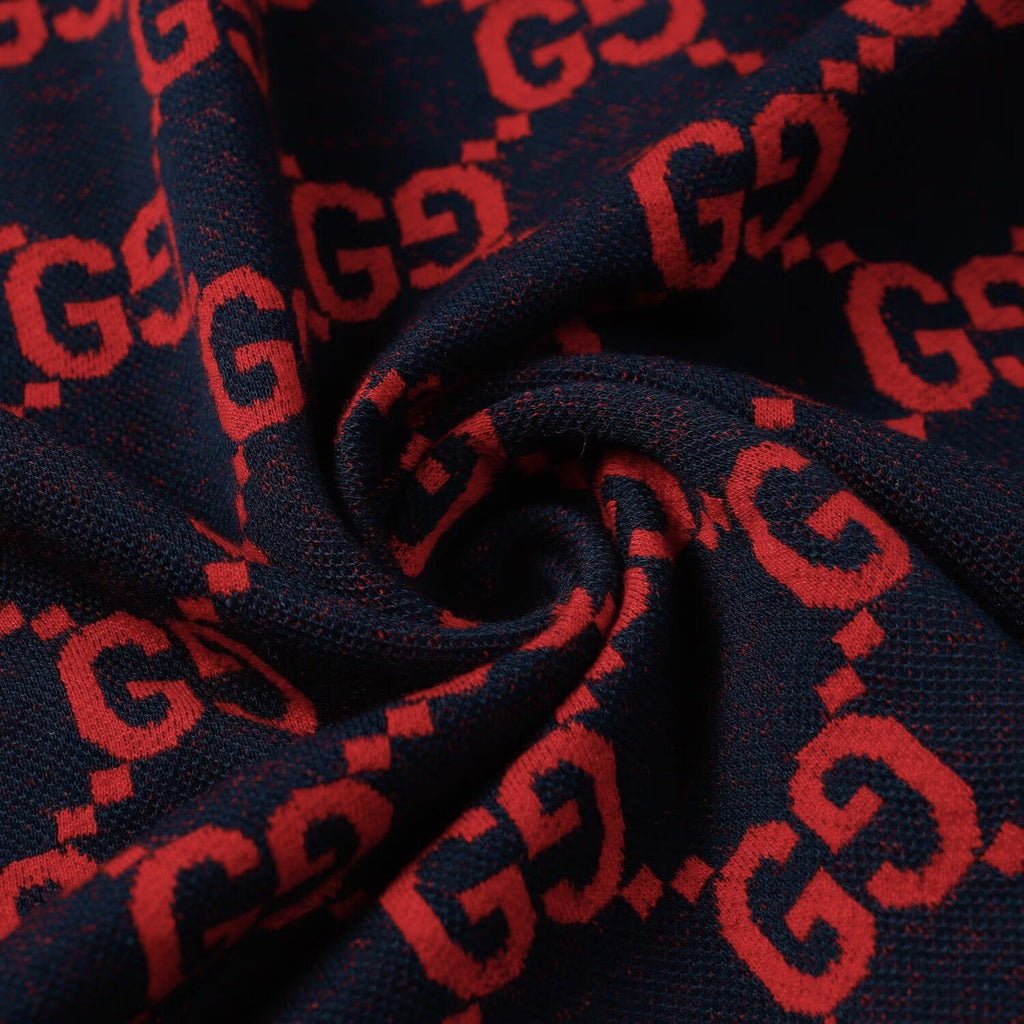 Gucci GG Monogram Polo Shirt | Navy & Red